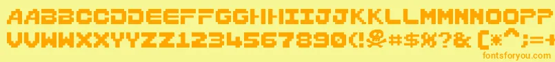 Bordersprite-Schriftart – Orangefarbene Schriften auf gelbem Hintergrund