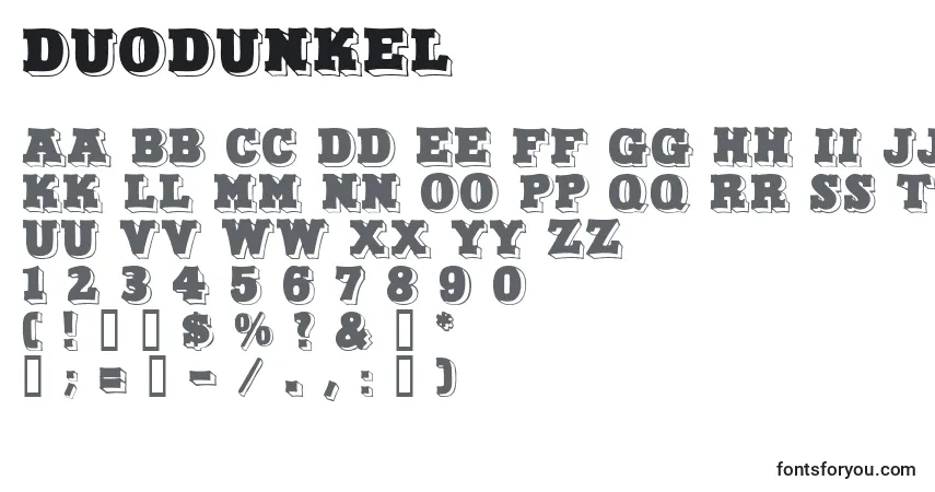 Czcionka DuoDunkel – alfabet, cyfry, specjalne znaki