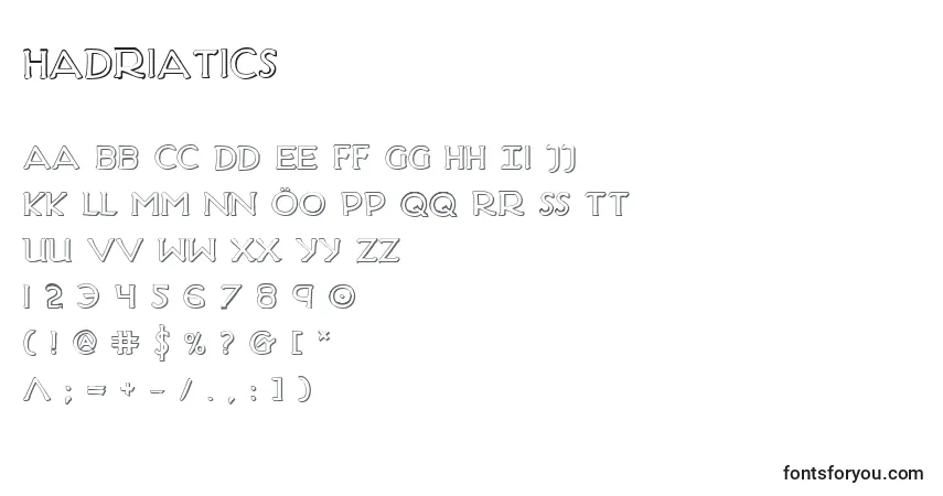 Шрифт Hadriatics – алфавит, цифры, специальные символы