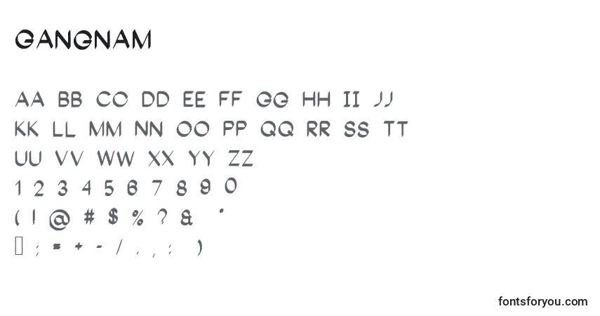 Шрифт Gangnam – алфавит, цифры, специальные символы