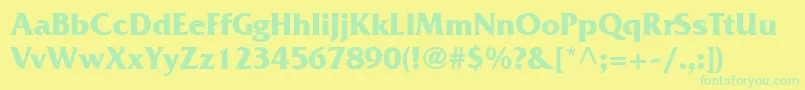 Fonte MusterSsiBold – fontes verdes em um fundo amarelo