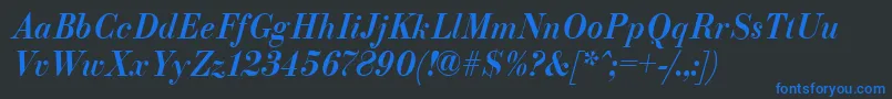 ParagonnordcttItalic Font – Blue Fonts on Black Background