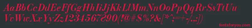 ParagonnordcttItalic Font – Red Fonts on Black Background
