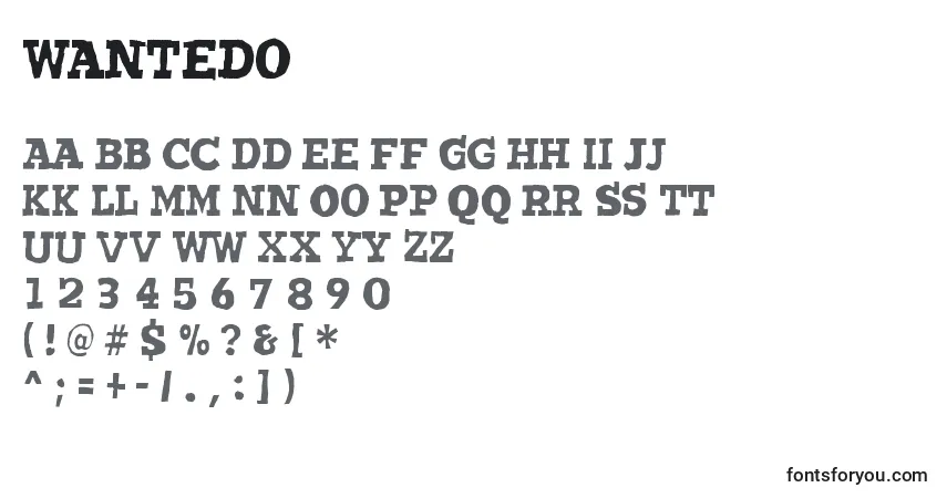 Schriftart Wantedo – Alphabet, Zahlen, spezielle Symbole