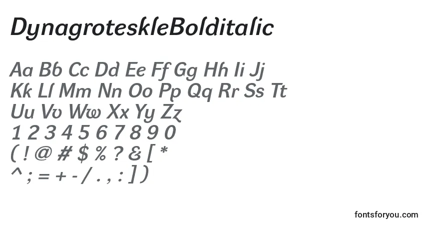 Шрифт DynagroteskleBolditalic – алфавит, цифры, специальные символы
