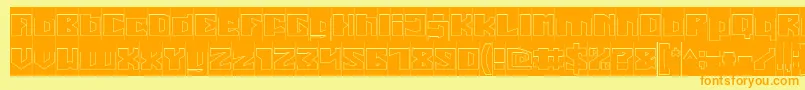 EnermousHollowInverse-Schriftart – Orangefarbene Schriften auf gelbem Hintergrund
