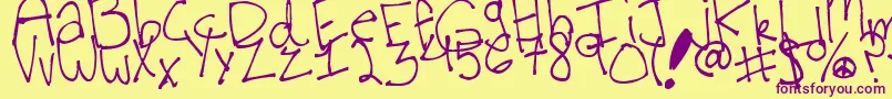 VirginiaKoolFont Font – Purple Fonts on Yellow Background