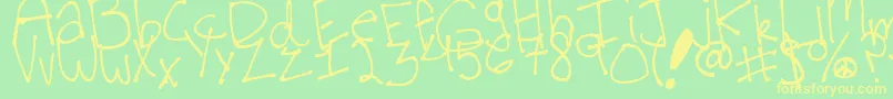 フォントVirginiaKoolFont – 黄色の文字が緑の背景にあります