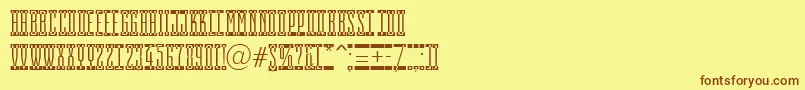 フォントAEmpirialcmsp – 茶色の文字が黄色の背景にあります。