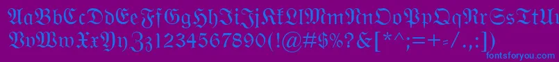 WittenbergerFraktMt-Schriftart – Blaue Schriften auf violettem Hintergrund