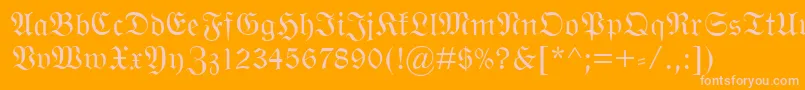 WittenbergerFraktMt-Schriftart – Rosa Schriften auf orangefarbenem Hintergrund