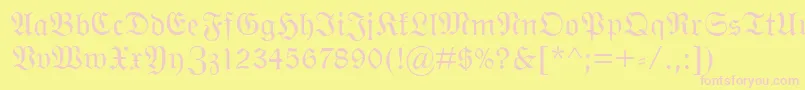WittenbergerFraktMt-fontti – vaaleanpunaiset fontit keltaisella taustalla