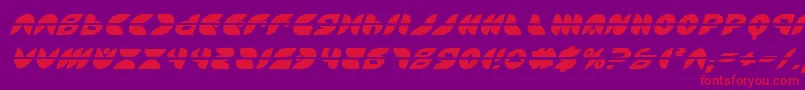 PuffAngelLaserItalic-Schriftart – Rote Schriften auf violettem Hintergrund