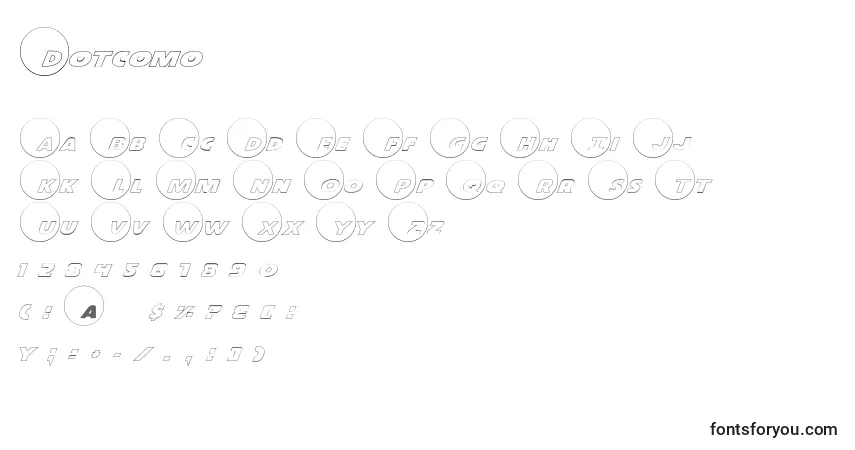 Schriftart Dotcomo – Alphabet, Zahlen, spezielle Symbole