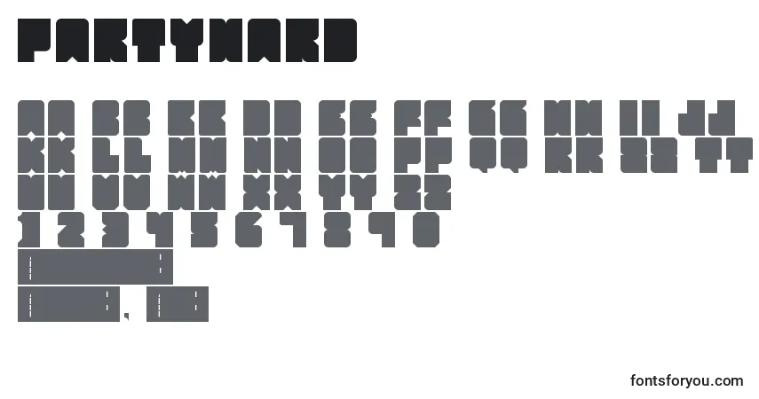 Schriftart PartyHard – Alphabet, Zahlen, spezielle Symbole