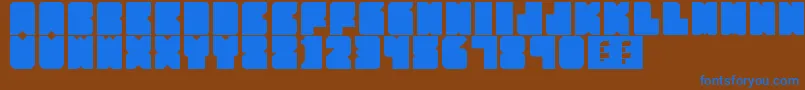 フォントPartyHard – 茶色の背景に青い文字