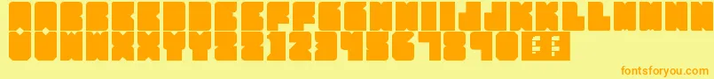 PartyHard-Schriftart – Orangefarbene Schriften auf gelbem Hintergrund