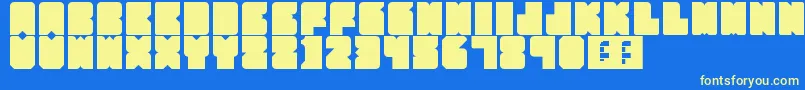 PartyHard-fontti – keltaiset fontit sinisellä taustalla