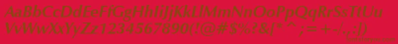 ZapfHumanist601BoldItalicBt Font – Brown Fonts on Red Background
