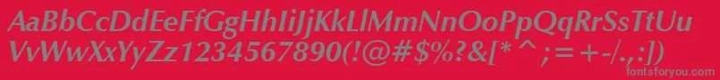ZapfHumanist601BoldItalicBt Font – Gray Fonts on Red Background
