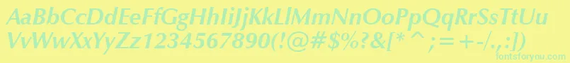 ZapfHumanist601BoldItalicBt Font – Green Fonts on Yellow Background
