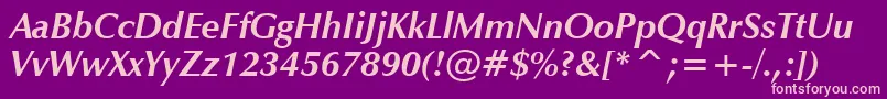 ZapfHumanist601BoldItalicBt Font – Pink Fonts on Purple Background