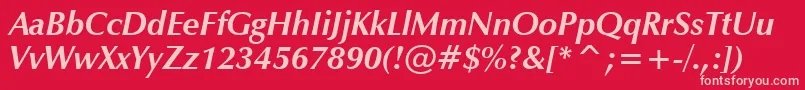 フォントZapfHumanist601BoldItalicBt – 赤い背景にピンクのフォント