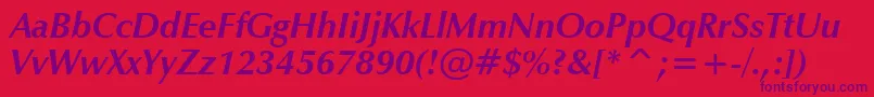fuente ZapfHumanist601BoldItalicBt – Fuentes Moradas Sobre Fondo Rojo