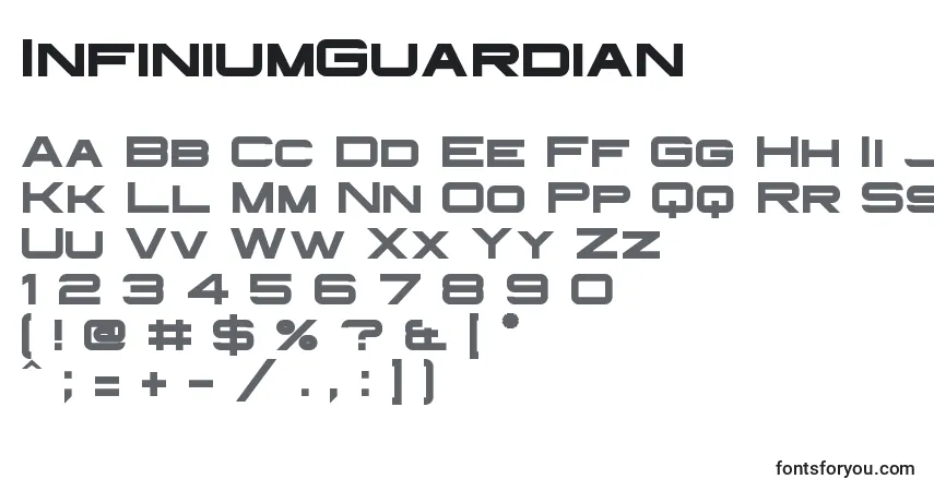 A fonte InfiniumGuardian – alfabeto, números, caracteres especiais