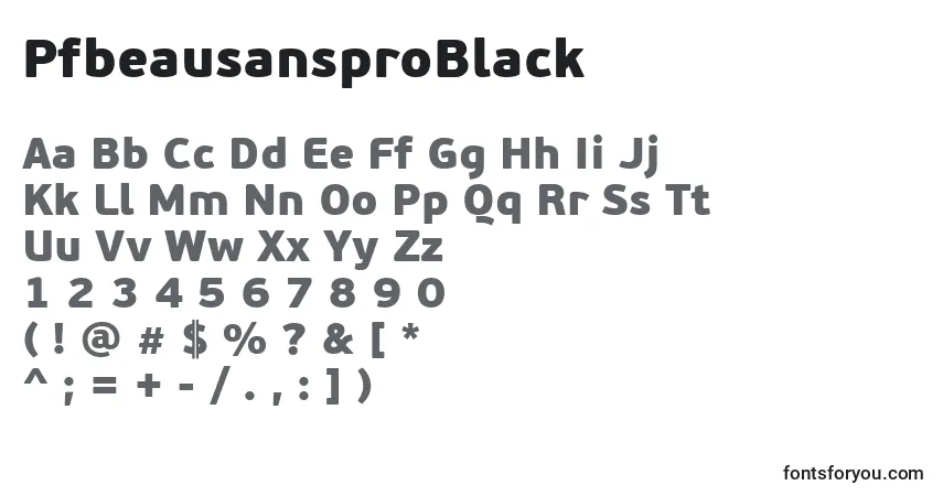 Czcionka PfbeausansproBlack – alfabet, cyfry, specjalne znaki