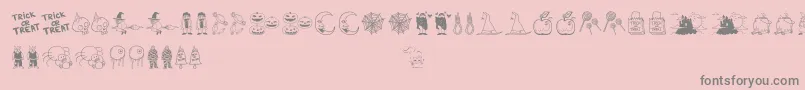フォントHalloweenbell – ピンクの背景に灰色の文字