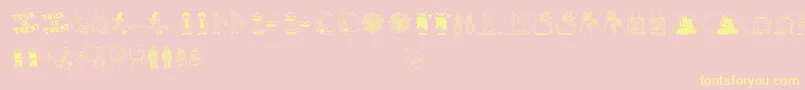 Weitere Informationen zur Halloweenbell-Schriftart Halloweenbell-Schriftart – Gelbe Schriften auf rosa Hintergrund