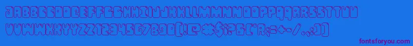 Bubblebuttout-Schriftart – Violette Schriften auf blauem Hintergrund