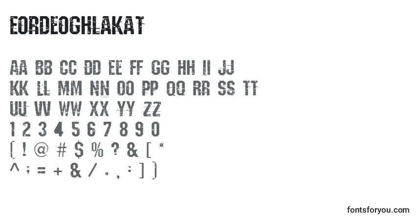 A fonte Eordeoghlakat (41052) – alfabeto, números, caracteres especiais