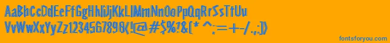 Stereoscope-Schriftart – Blaue Schriften auf orangefarbenem Hintergrund