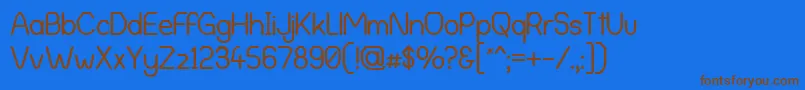 AlphaRomanieG98-Schriftart – Braune Schriften auf blauem Hintergrund