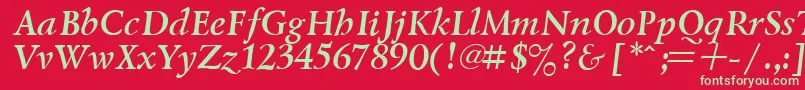 LazurskyBoldItalic Font – Green Fonts on Red Background