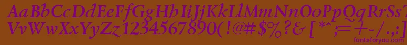 LazurskyBoldItalic Font – Purple Fonts on Brown Background