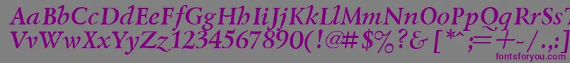 LazurskyBoldItalic-fontti – violetit fontit harmaalla taustalla