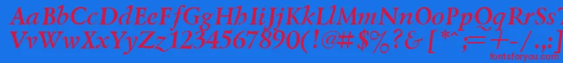 Czcionka LazurskyBoldItalic – czerwone czcionki na niebieskim tle