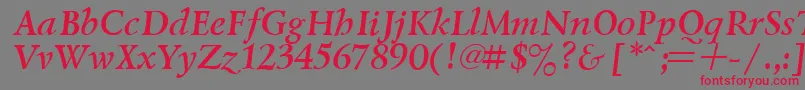 フォントLazurskyBoldItalic – 赤い文字の灰色の背景