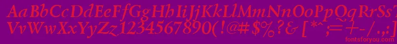 LazurskyBoldItalic Font – Red Fonts on Purple Background