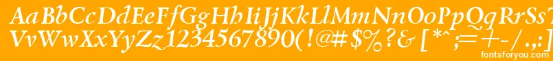 LazurskyBoldItalic-fontti – valkoiset fontit oranssilla taustalla