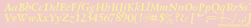 LazurskyBoldItalic Font – Yellow Fonts on Pink Background