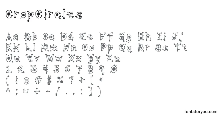 Schriftart CropCircles – Alphabet, Zahlen, spezielle Symbole