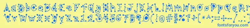 CropCircles Font – Blue Fonts on Yellow Background