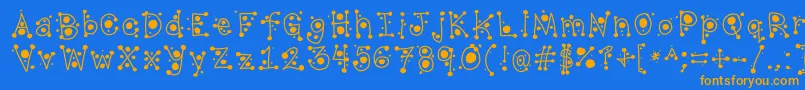 フォントCropCircles – オレンジ色の文字が青い背景にあります。