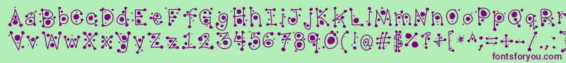 CropCircles Font – Purple Fonts on Green Background