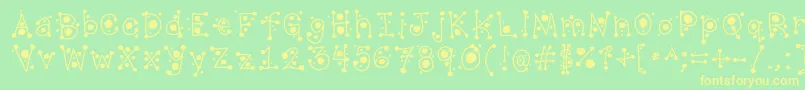 CropCircles Font – Yellow Fonts on Green Background