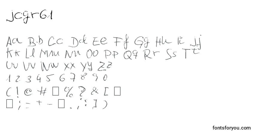A fonte Jcgr61 – alfabeto, números, caracteres especiais